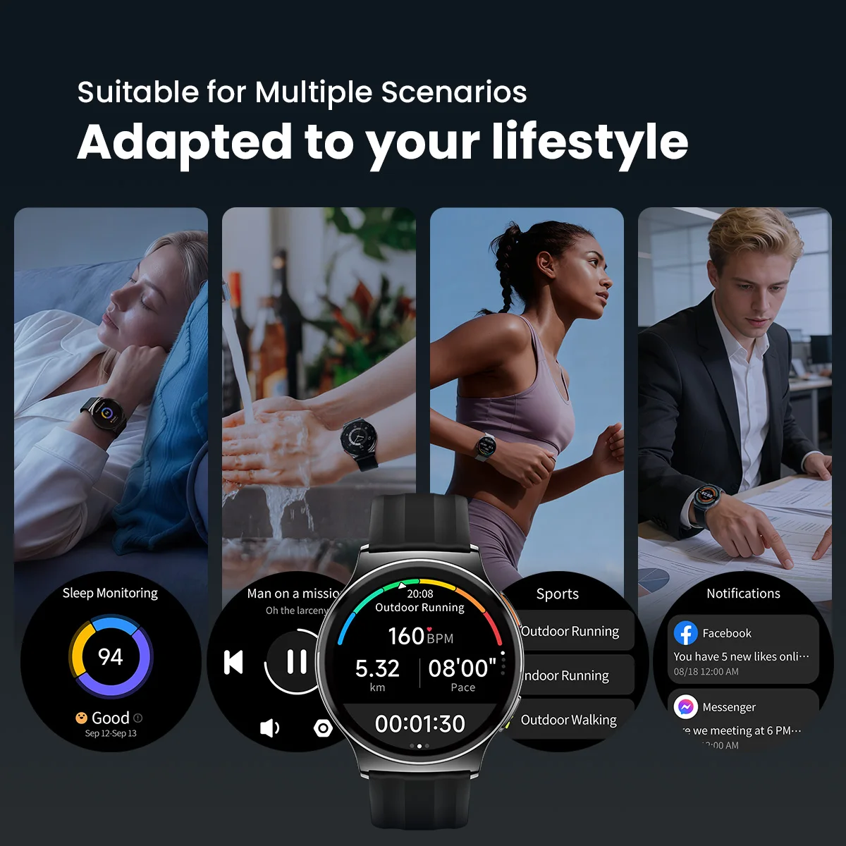 HAYLOU Solar Lite 2 Smartwatch Pantalla AMOLED de 1,43 pulgadas Monitoreo de salud 24 horas Más de 150 modos deportivos Llamadas de voz Reloj inteligente 1ATM 6