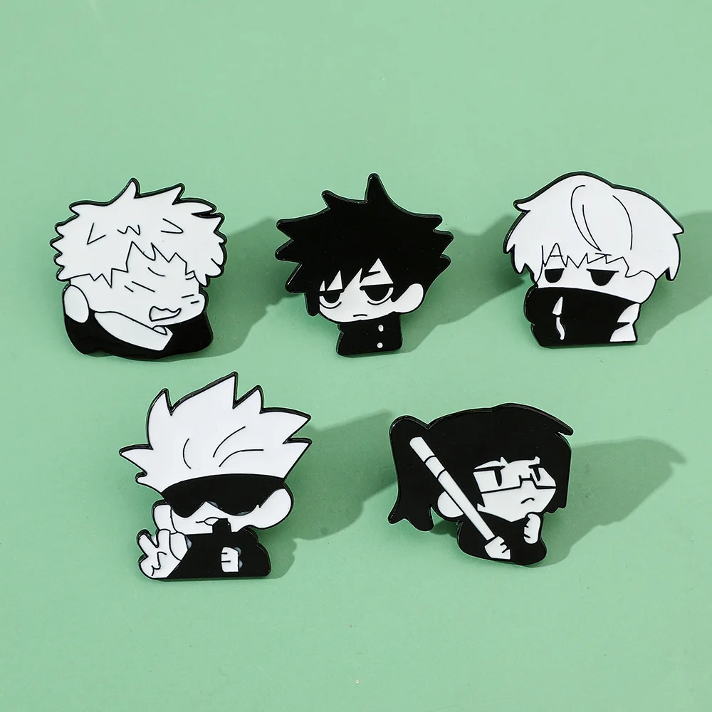 5 Pcs Anime Jujutsu Kaisen Enamel Pins Cute Satoru Gojo Geto Suguru Cartoon Ladies Brooch Boys Shirt Badge Hat Pin Gift Friends