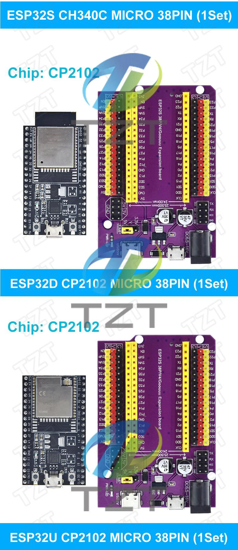 ESP32 Entwicklungsboard TYPE-C/MICRO USB CP2102 WiFi+Bluetooth Dual-Core ESP32-DevKitC-32 ESP-32 Erweiterungsplatine 38 PINs – Detail 8