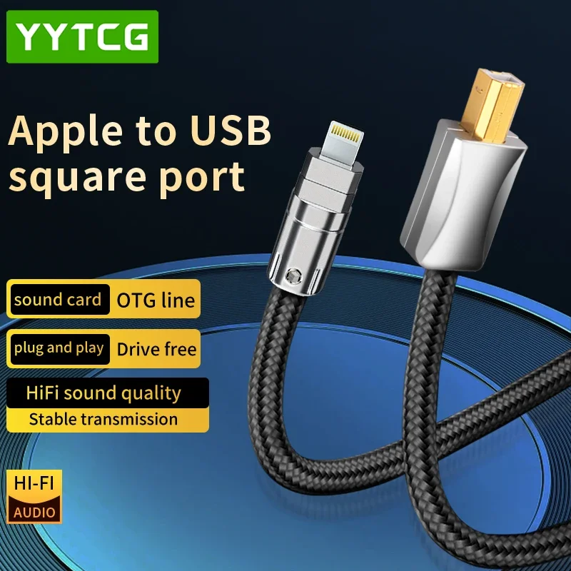 YYTCG HIFI Lightning To Usb-B OTG Cable High Quality Silver Plated HiFi Decoding DAC Audio OTG Cable for Decoder Sound Card