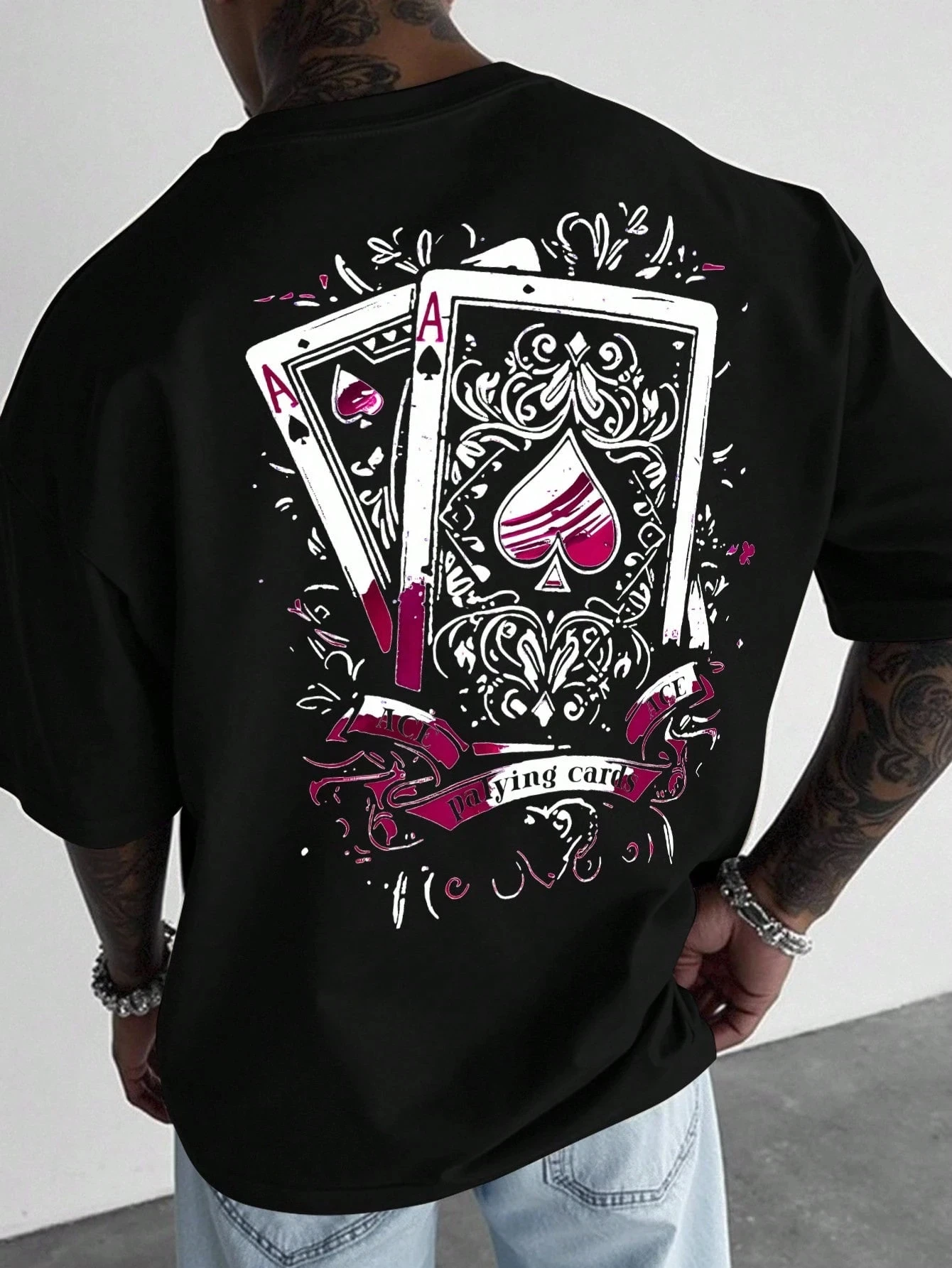 Mens Poker Print TShirt Casual Trendy Streetwear Tee Soft Comfortable Relaxed Fit Short Sleeve Stylish Modern Graphic  Top
