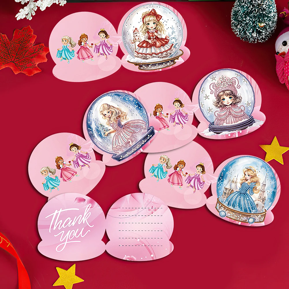 شكل خاص الماس اليدوية بطاقة الأميرة ثلج 5/6/8/10/12 قطعة DIY بها بنفسك الماس اللوحة بطاقة سانتا كريستال الكرة جو عيد الميلاد