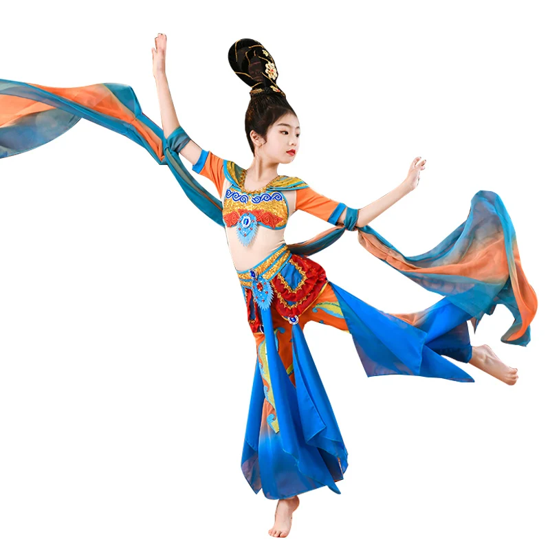 

Children's Classical Dance Dunhuang Dancing Dress Rebound Pipa Girl's Elegant Ethnic Chinese Style Kweichow Moutai Drums