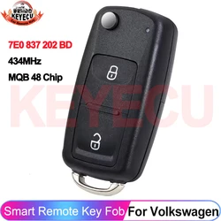 KEYECU 7E0 837 202 BD MQB 48 Chip 433MHz For Volkswagen VW Amarok Transporter T6 2016 2017 2018 Flip Control Key Remote