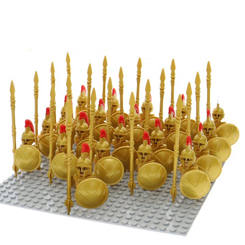 Medieval Roman Knight Crusades Spartacus Eomer King Haldir Urukhai Solider Figures With Spear Building Block Kids Steam Toys