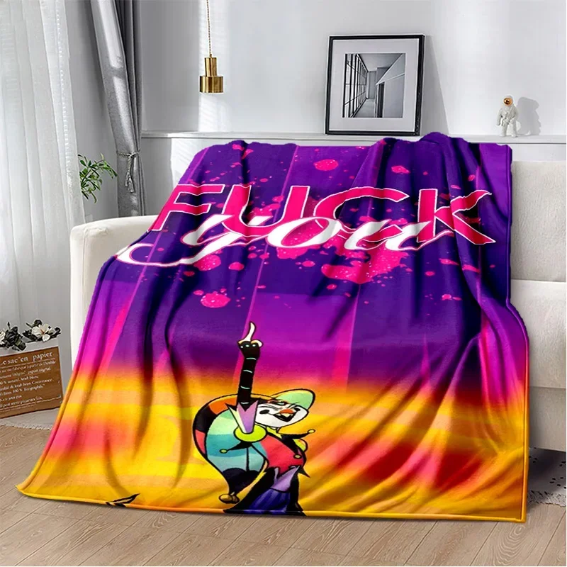 

Cartoon H-Helluva Flannel Printed Blanket Bedroom Livingroom Bed Warm Soft Comfortable Air Conditioner Office Throw Blanket Gift