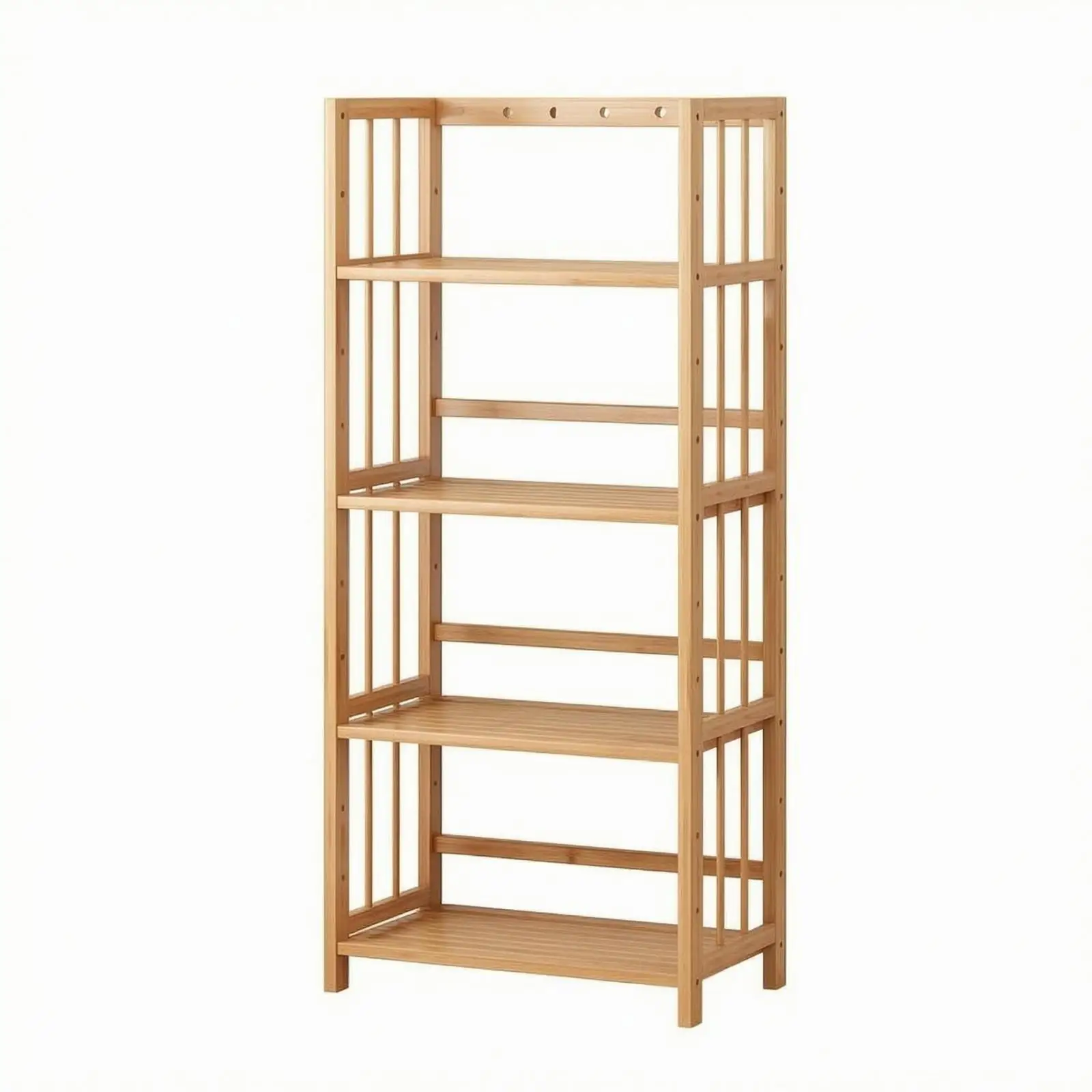 Bamboo Three Tier Bookshelf with Adjustable Shelf Spacing Multi Use Storage Rack for Bedroom Study Living Area