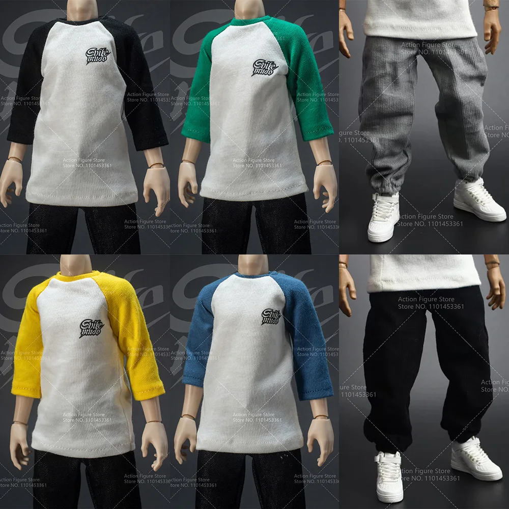 Camisola de mangas emendadas para macho, leggings de veludo, calça casual Harlan para figura de ação 12 ", modelo corporal, esporte, escala 1:6