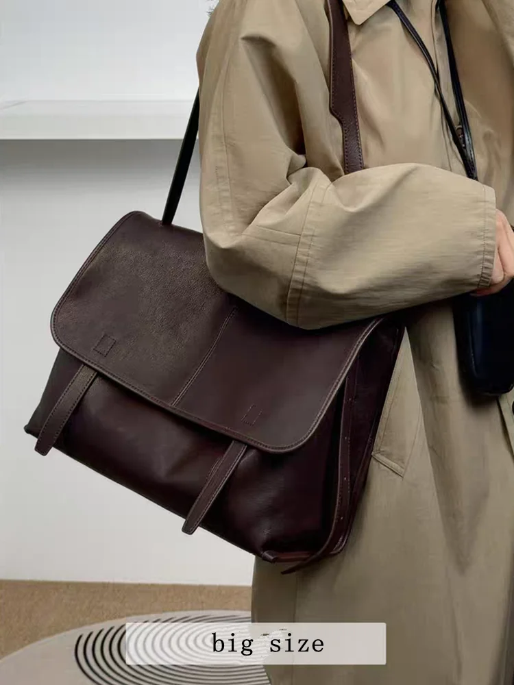 Minimalist Fashion Simple Genuine Leather Women Commuter Bag\Handbag Big Real Leather Tote Underarm Shoulder Bag