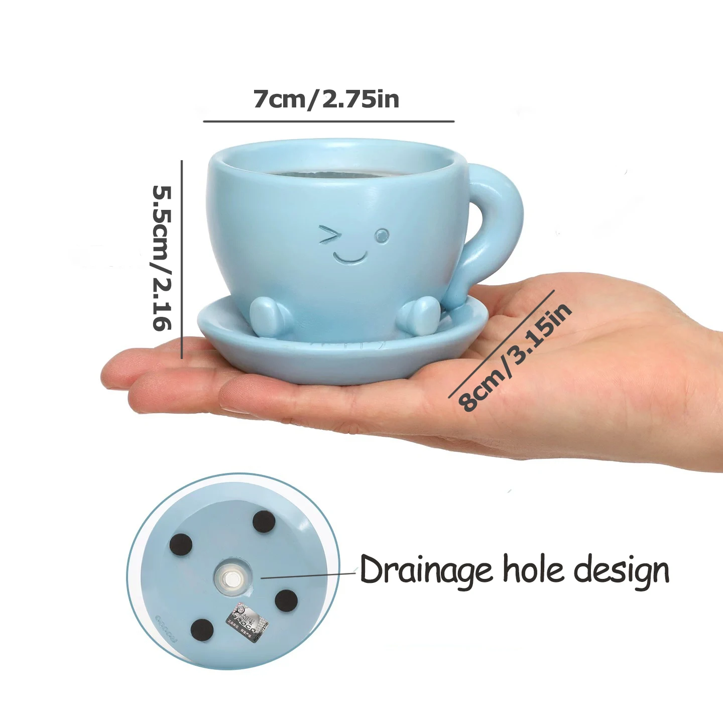 Smiley Face Coffee Cup Design Small Potted Plant Succulent Planter Desktop Decorations Chill Themed Flower Pot
