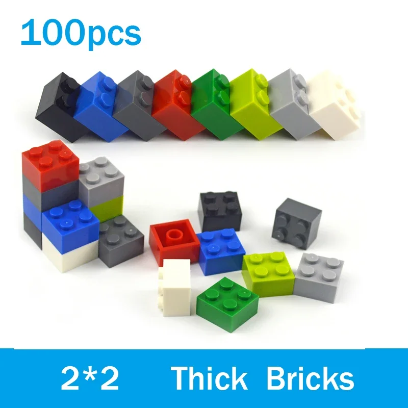 DIY Bulk Building Blocks Set 2*2 Dot Thick bricks 100pcs multiple color Educational Creative 3003 2x2 dots classic parts