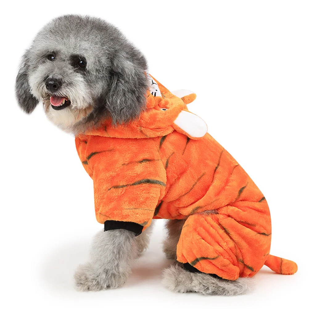 

Pet Dog Halloween Tiger Costume Orange Xs Warm Outfit Puppy Clothes for Daily Party Photo Shoot Pet Outfit Dog Clothes