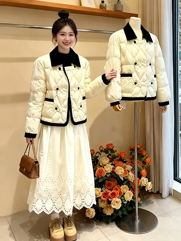 

Корейское хлопковое джето в Корейском стиле, женское двухрядное цветное пальто с воротником на пуговицах, модное и сли