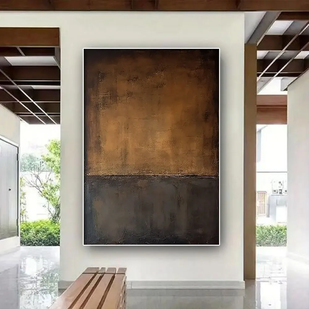 

100% Hand-Painted Oil Paintings Abstract Gold Foil Art Thick Texture Canvas Paint Modern Home Living Room Decoration Mural Art