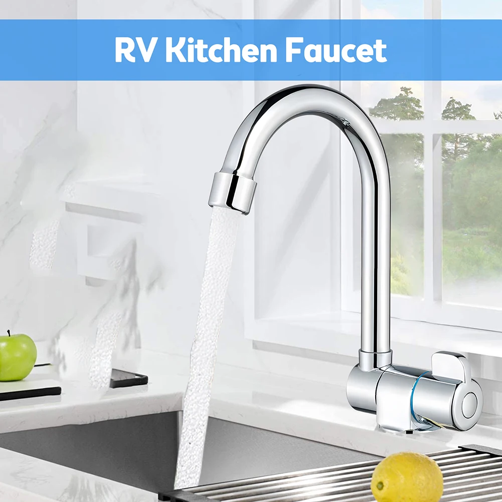 Rubinetto pieghevole per camper Rubinetto girevole a 360 gradi per camper in acciaio inossidabile Singolo freddo 22-30mm G1/2 Rubinetto pieghevole girevole Accessori da cucina