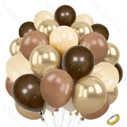 40Pcs Boho Brown Balloons Set Chrome Gold Matt Skin White Sand Coffee Brown Balloons for Birthday Wedding Baby Shower Party Deco