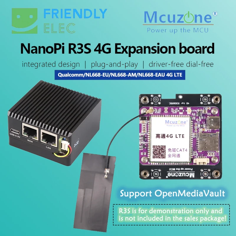 

NanoPi R3S / R3S LTS_4G Expansion board,Rockchip RK3566, Qualcomm/NL668-EU/NL668-AM/NL668-EAU 4G LTE Ubuntu Debian Drive Free