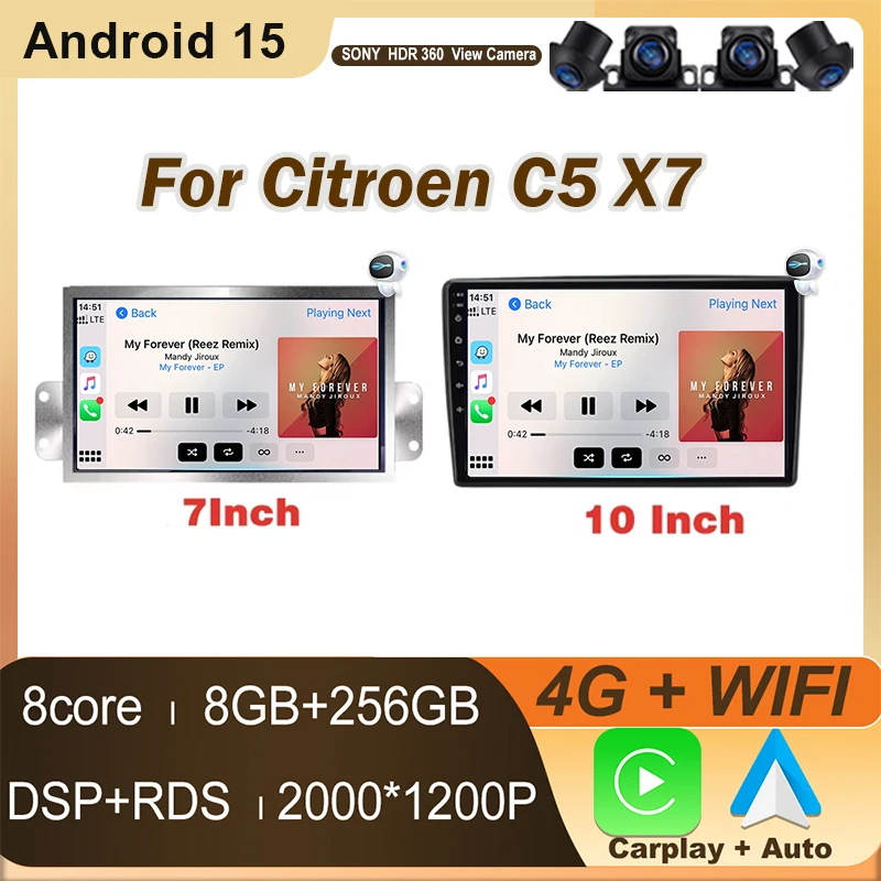 Autoradio For Citroen C5 X7  Wireless CarPlay for Apple Android Auto Intelligent System Screen Car Radio Multimedia Video Player - view 2