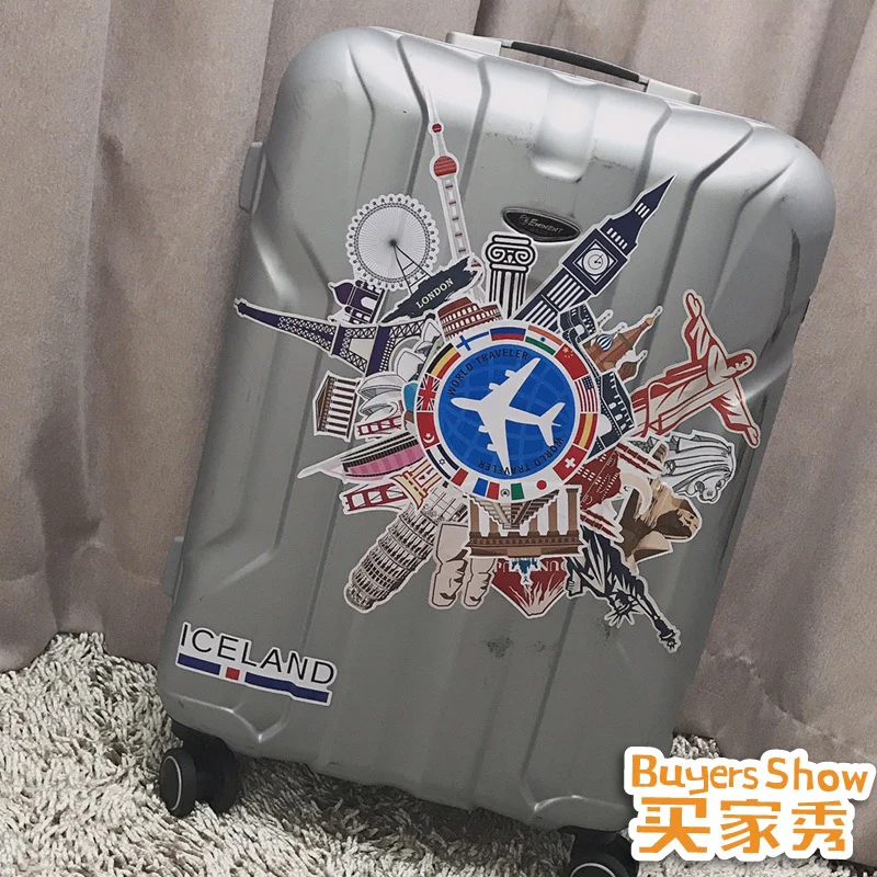 25 Pcs Luggage Stickers Sets European and American City Landmark Suitcase Sticker Retro Architecture Waterproof Sticker