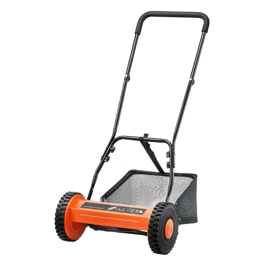 

16 Manual Push Reel Lawn Mower 5Blade Adjustable Height Grass Catcher 2 Wheels