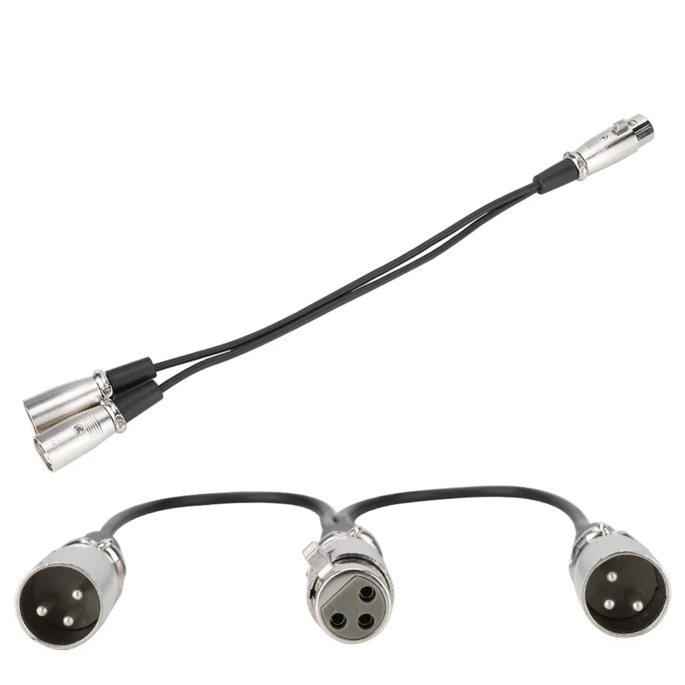 Cable de extensión de audio y micrófono flexible de 30 cm/1 pie con conector XLR hembra de 3 pines a doble macho, adaptador divisor Plug and Play para Canon