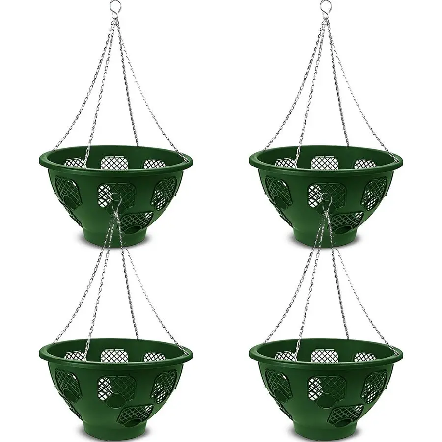 Green Hanging Planters Set of 4 for Indoor Outdoor Use