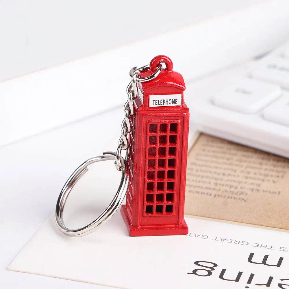 Creative Pendant Red&Blue London Bus Mail Box Telephone booth Key Chain Jewelry Fashion Accessories Key Ring
