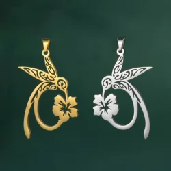 EUEAVAN 1pc Hummingbird Flower Pendant for Necklace Stainless Steel Charms Cute Bird Animal Earrings Jewelry Making Supplies DIY