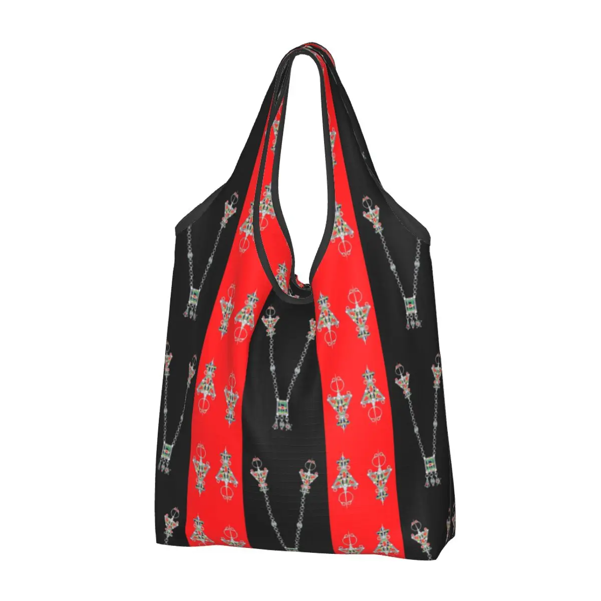 Kawaii Printing Kabyle Jewelry Amazigh Style Tote Shopping Bags Portable Shoulder Shopper Africa Ethnic Handbag