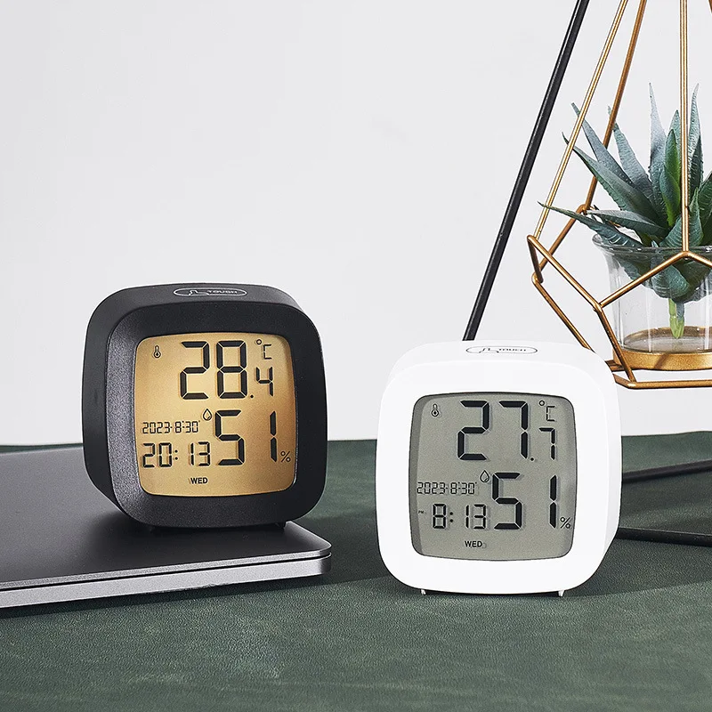 Simple Multifunctional Clock Temperature Humidity Compact LCD Clock Creative Bedside Alarm home decor itemsClock