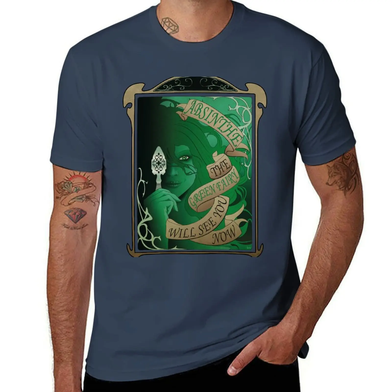 

Absinthe. The green fairy T-Shirt t shirts for man graphic funny t shirt man casual man t shirt designer T-Shirt