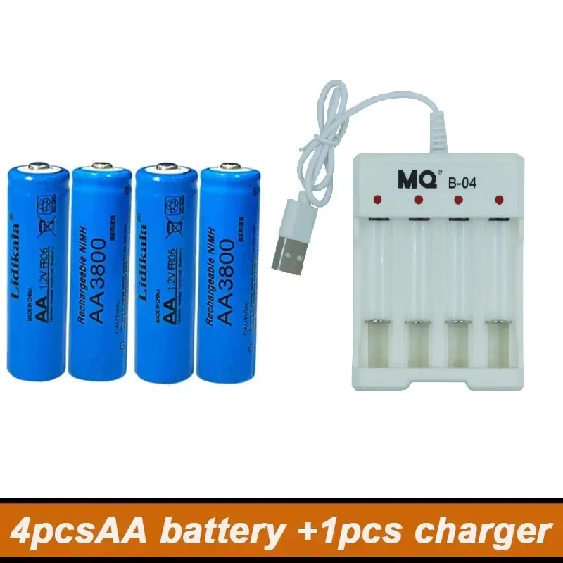 High Quality 1.2V Rechargeable Battery, AA3800NI-MH Battery+USBcharger, Alkaline Technology, for Remote Control, Toys/computer