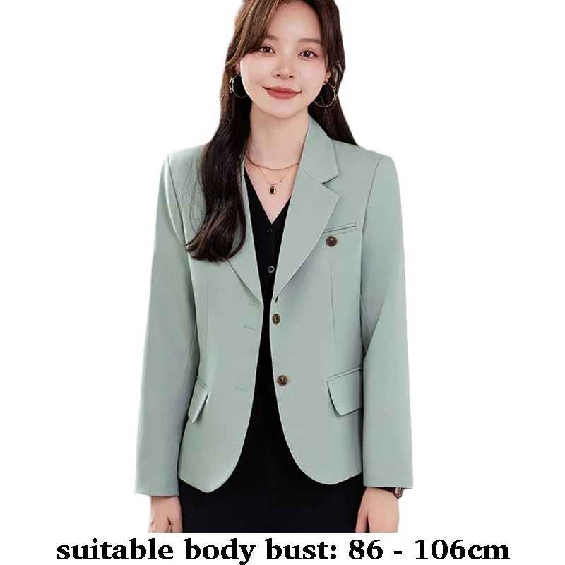

High quality slim blazer for women with notched collar pocket jacket autumn spring 2025 elegant office clothes beige green black
