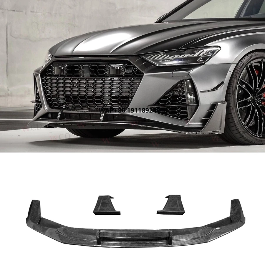

High Quality Dry Carbon Fiber Front Lip 2019-2021 RS7 C8 Sport 4-Door Bodykit New Condition Front Bumper Lip Splitter