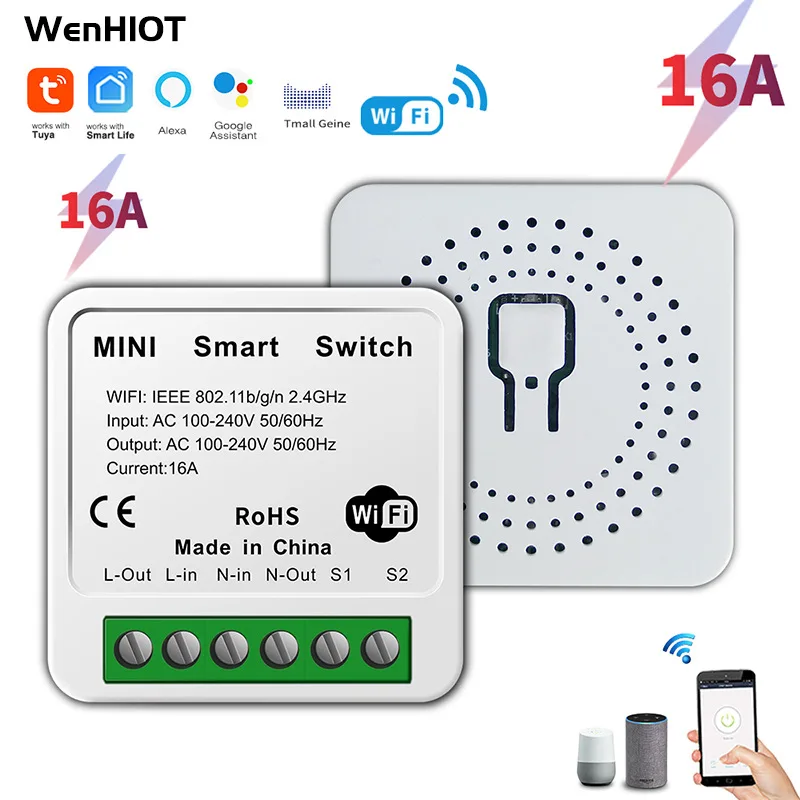 

16A MINI Wifi Smart Switch Timer Wireless Switches W/ Tuya Alexa Google Home Mini Switch Breaker Smart Life