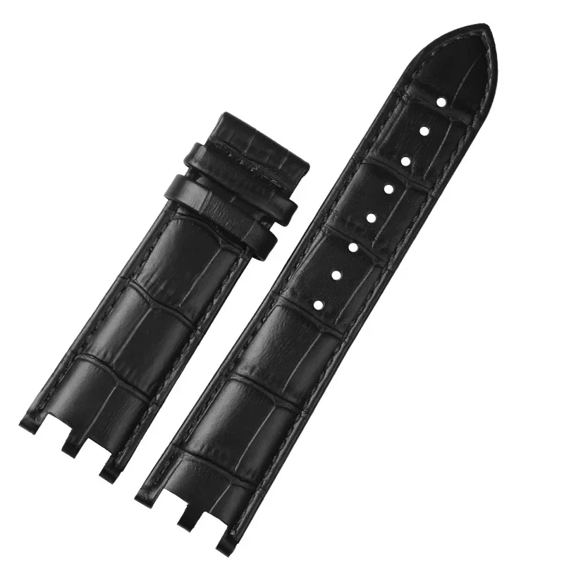 Watchband For Versace V-RACECHRONO Series GMT Double Concave Convex Interface Genuine Leather Watch Strap Men\'s 22mm