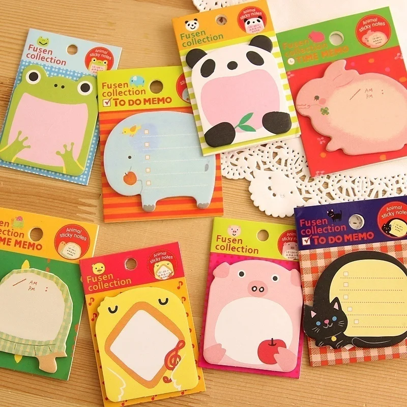 Cute Cartoon Animal Note Pad Portable Stickable Student Message Paper Convenience Stickers