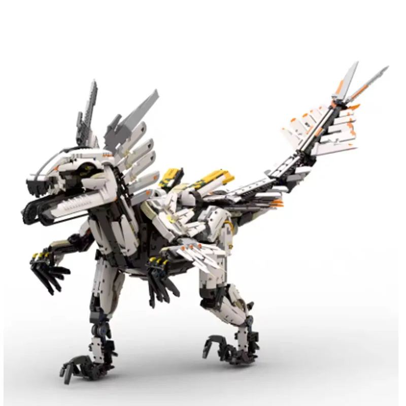 Klocki konstrukcyjne: Dostosuj Gra Horizons Dawn, Thundered Zero, Gigantyczny Mecha Bestia z Długą Szyją, Ząb, Mechaniczna Żyrafa, Potwór z Klocków