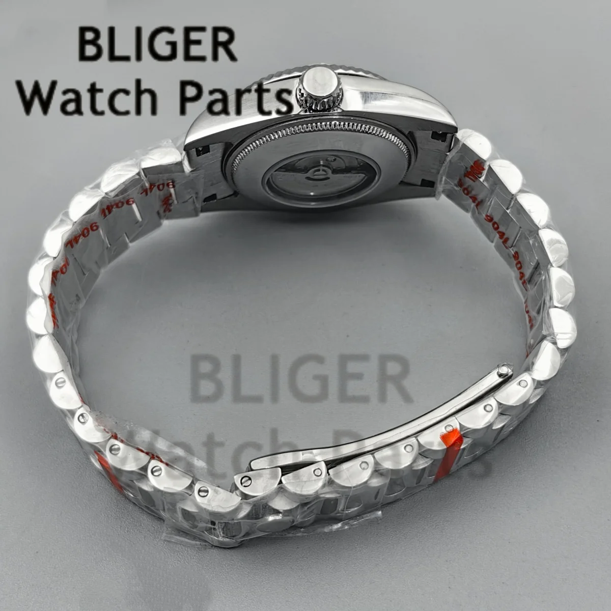 BLIGER 31MM Silver Women's Flute Bezel NH15 Automatic Wristwatch Dark Green Dial Diamond Sapphire Glass Waterproof Steel Strap