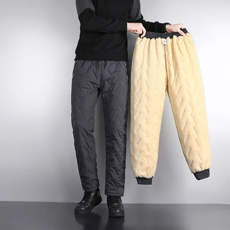 

2023 new men's thickened casual pants lamb wool sweat pants cold warm padded pants large size cotton pants