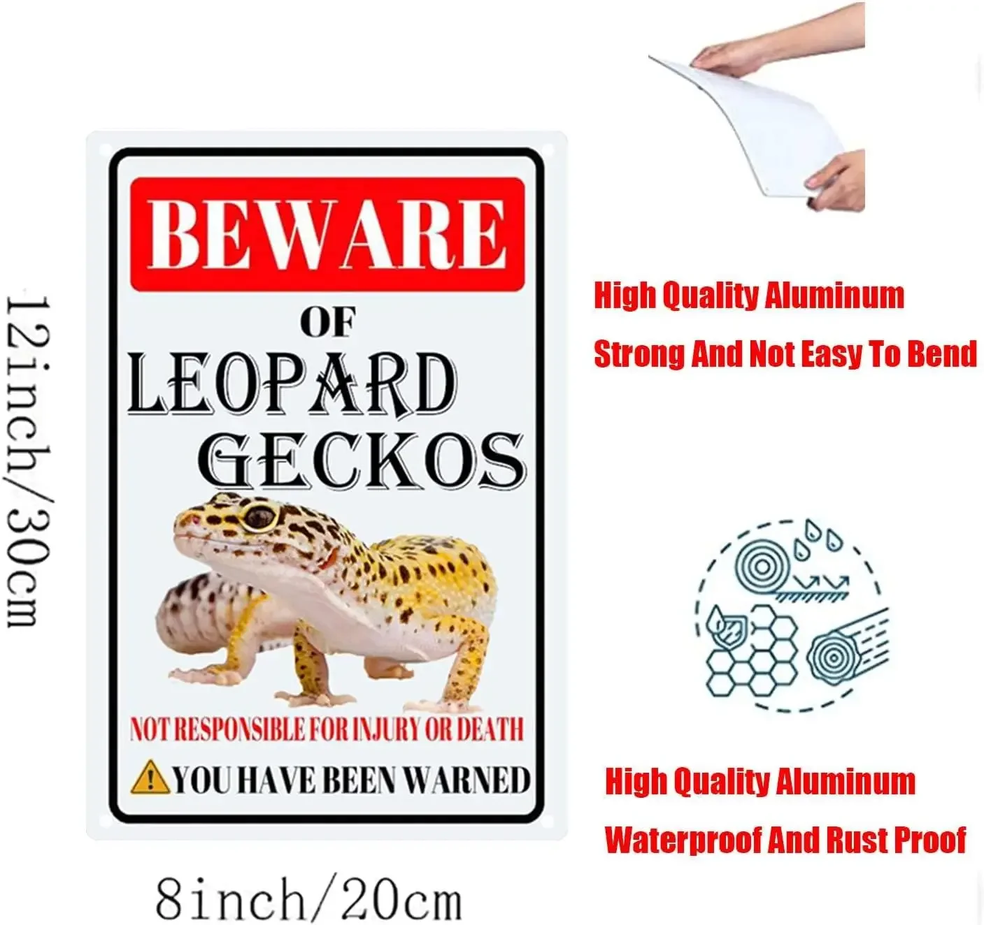 Leopard Geckos Tin Sign Beware of Leopard Geckos Metal Sign Funny Home Wall Decor Outdoor Warning Decorations