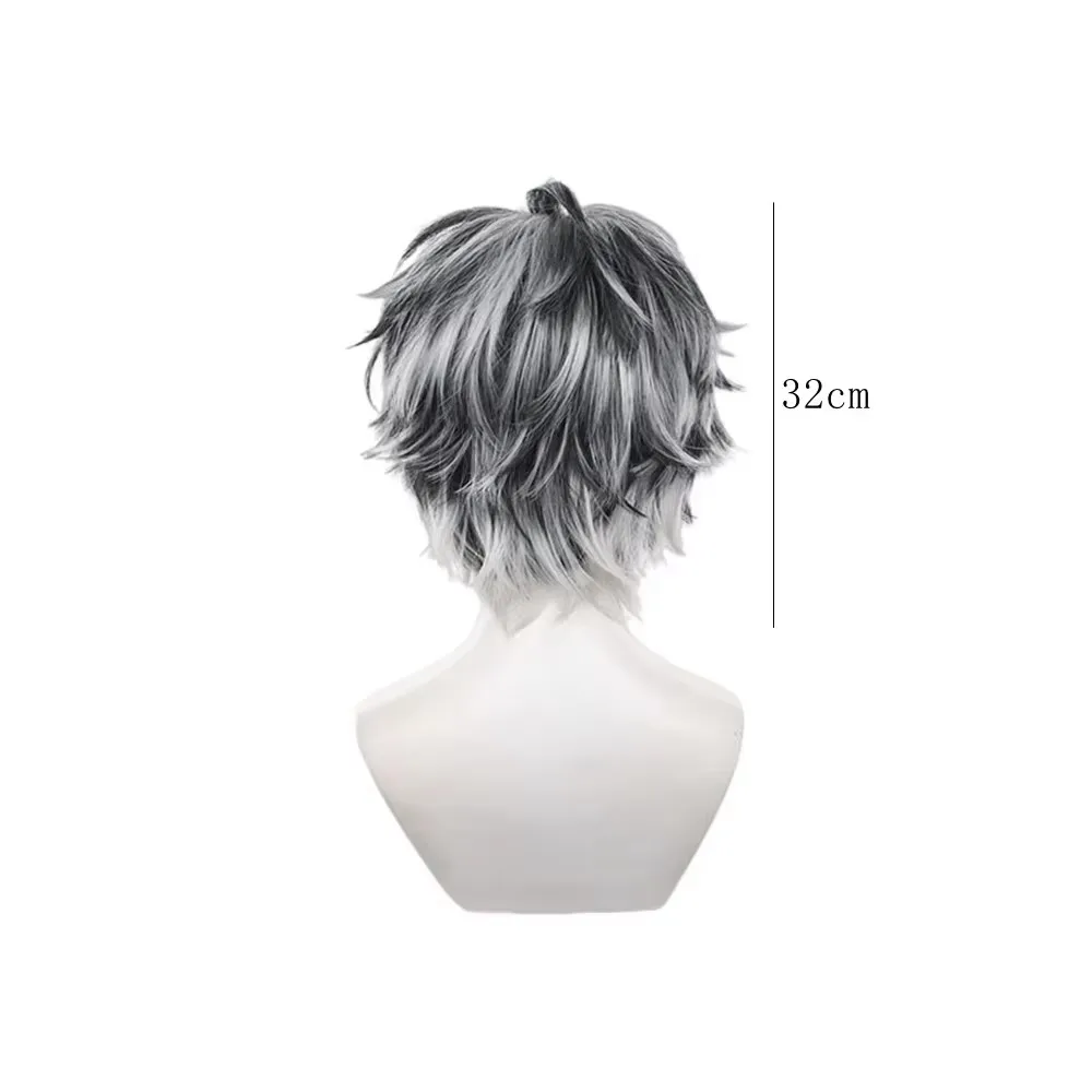 Anime Cosplay Kotaro Bokuto Pruik Korte Rechte Zwart Wit Synthetisch Haar Peluca Voor Frieren Festival Rollenspel Props