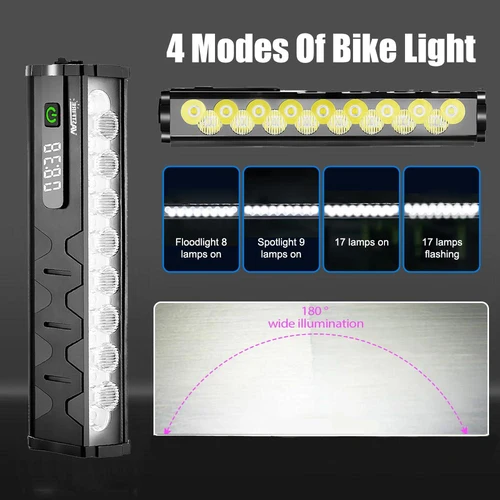 Imagen 2 del producto Luz delantera para bicicleta, 17LED, 25500 lúmenes, 10000mAh, linterna impermeable, carga USB, accesorios para lámpara de Ciclismo de Carretera MTB