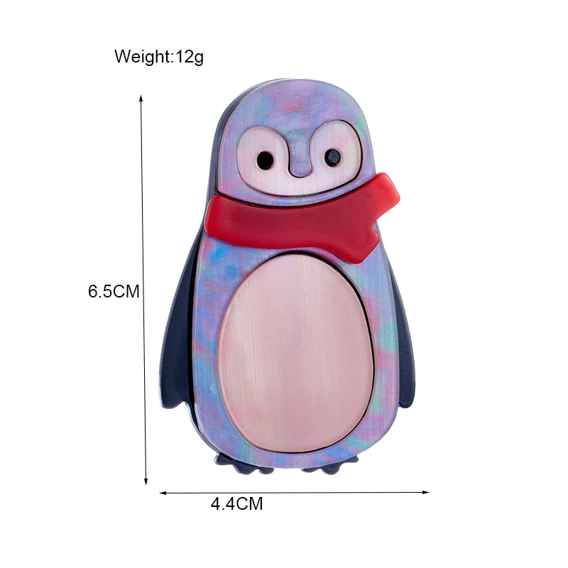 YAOLOGE Acrylic Wear Red Scarf Cute Penguin Brooch Pin For Women Unisex Creative Cartoon Animal Brooches Party Casual Badge Gift
