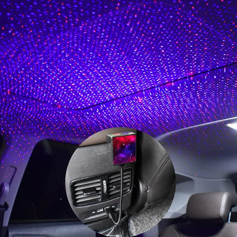 Lampu Proyeksi Led Mini Malam Bintang, Lampu Atap Bintang untuk Mobil, Langit-langit Rumah Lampu Malam USB Romantis - Plug And Play-AT64