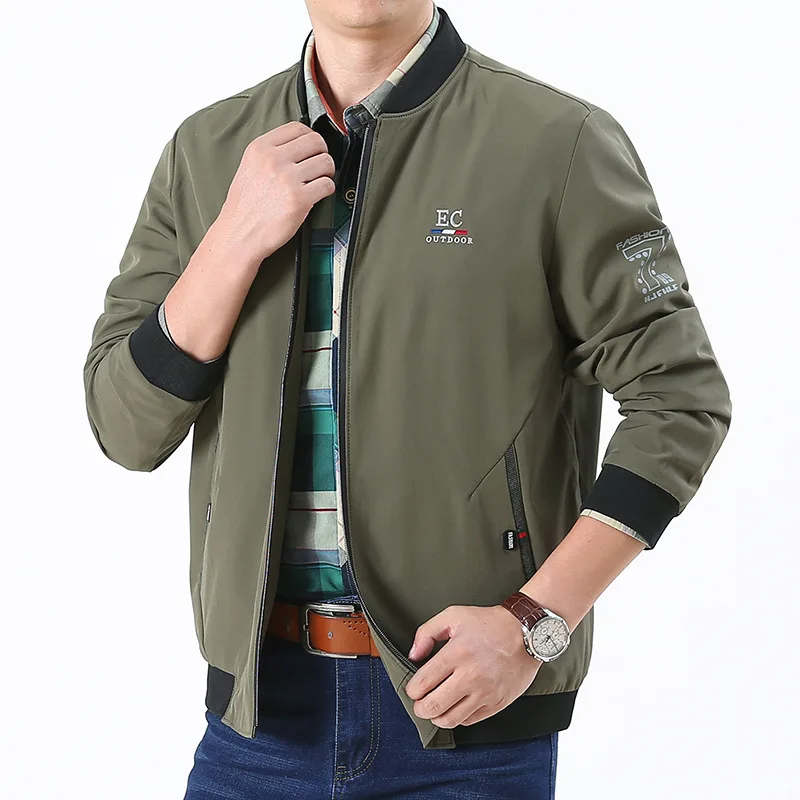 

Jacket men's thin loose large size baseball collar casual coat