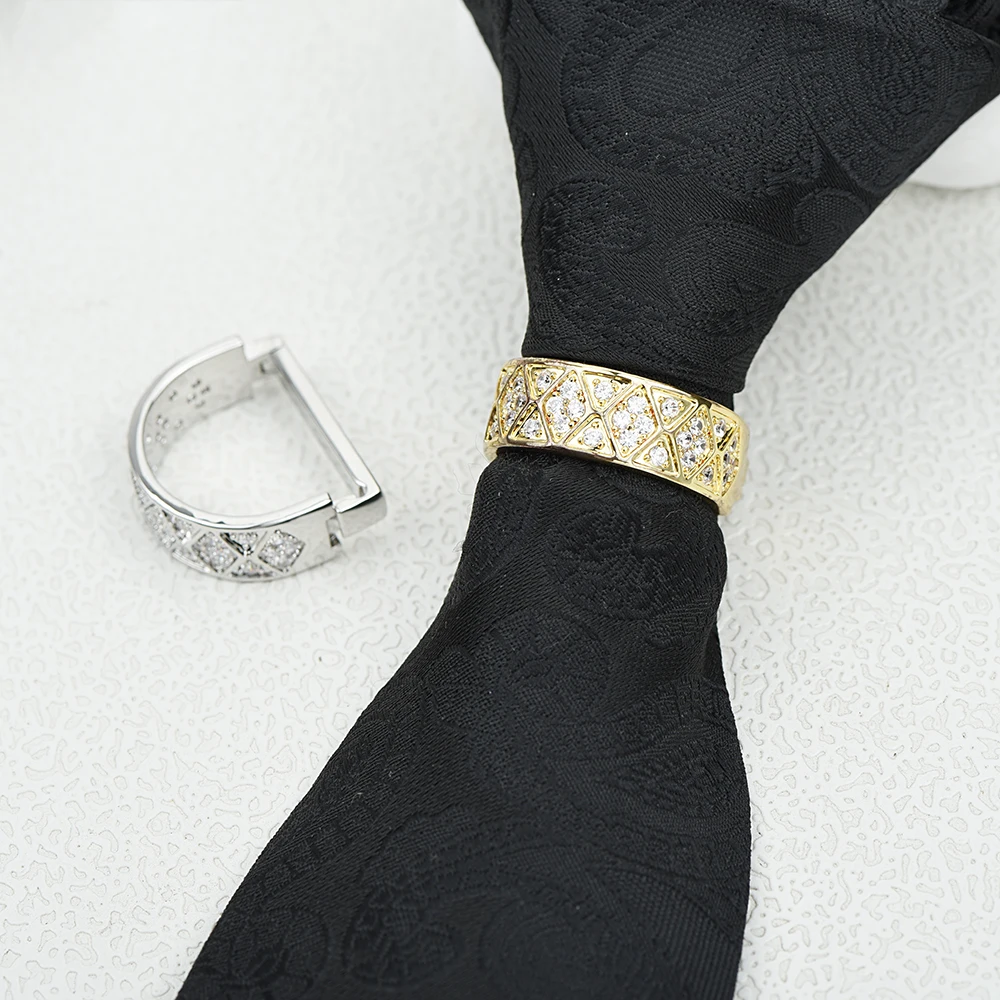 ICEYY pinces à cravate polyvalent losange anneau de cravate pour homme luxe Zircon incrusté boucle anneau de mariage affaires hommes bijoux accessoires