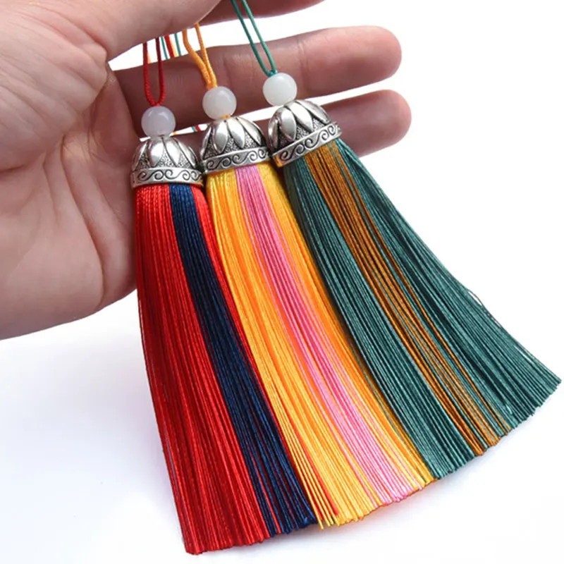 

1-5Pcs Silky Tassel Handmade Fringe 11cm Soft Craft Double Color Tassels with Loops for DIY Bookmarks Jewelry Making Home Decor