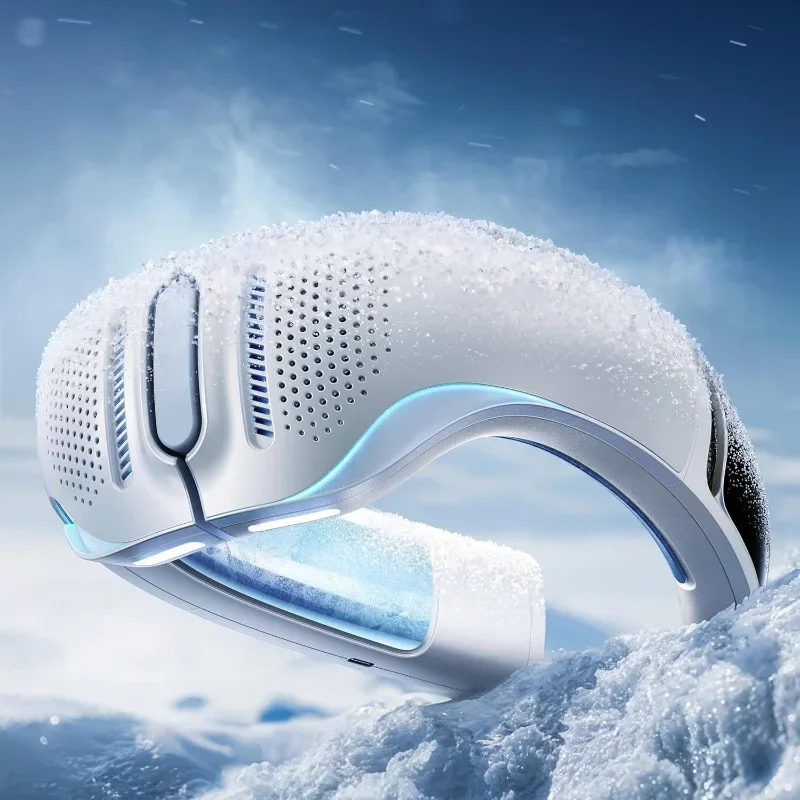 Max Cooling Airflow Nackenklimaanlage, ultimativer immersiver persönlicher AC 6.000 mAh wiederaufladbarer Nackenventilator, bläst kalte Luft, weiß