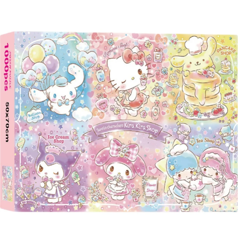 Original Hello Kitty Sanrio Kuromi Stitch Wooden Puzzle Child Puzzle Develop Intelligence Girl Gift 1000 Piece